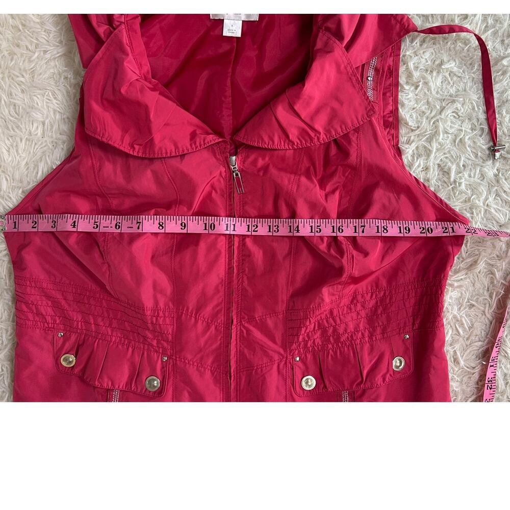 CJ Banks Women's Size X (14W)Pink Ruffle Drawstring Collar Zip Up Vest #0494 - Picture 13 of 13
